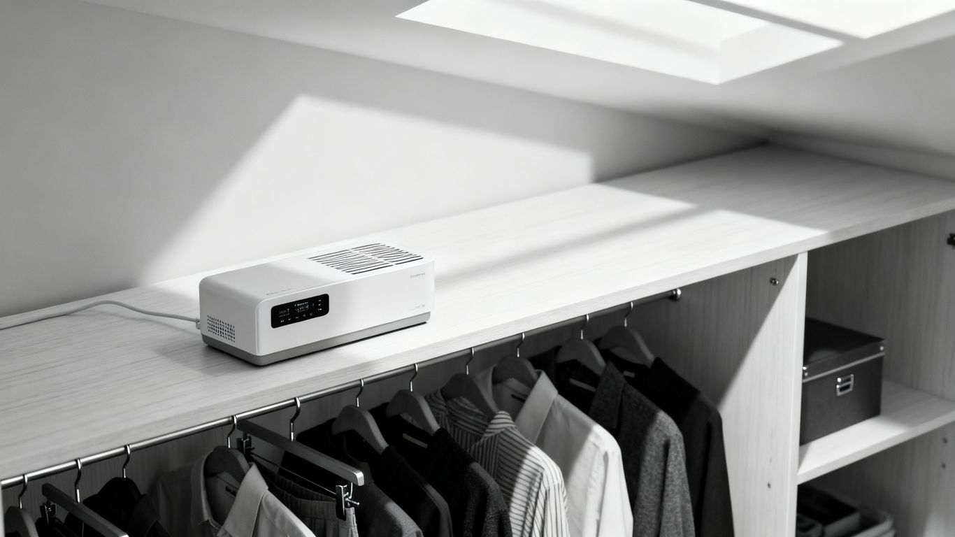 Modern electronic wardrobe dehumidifier installation