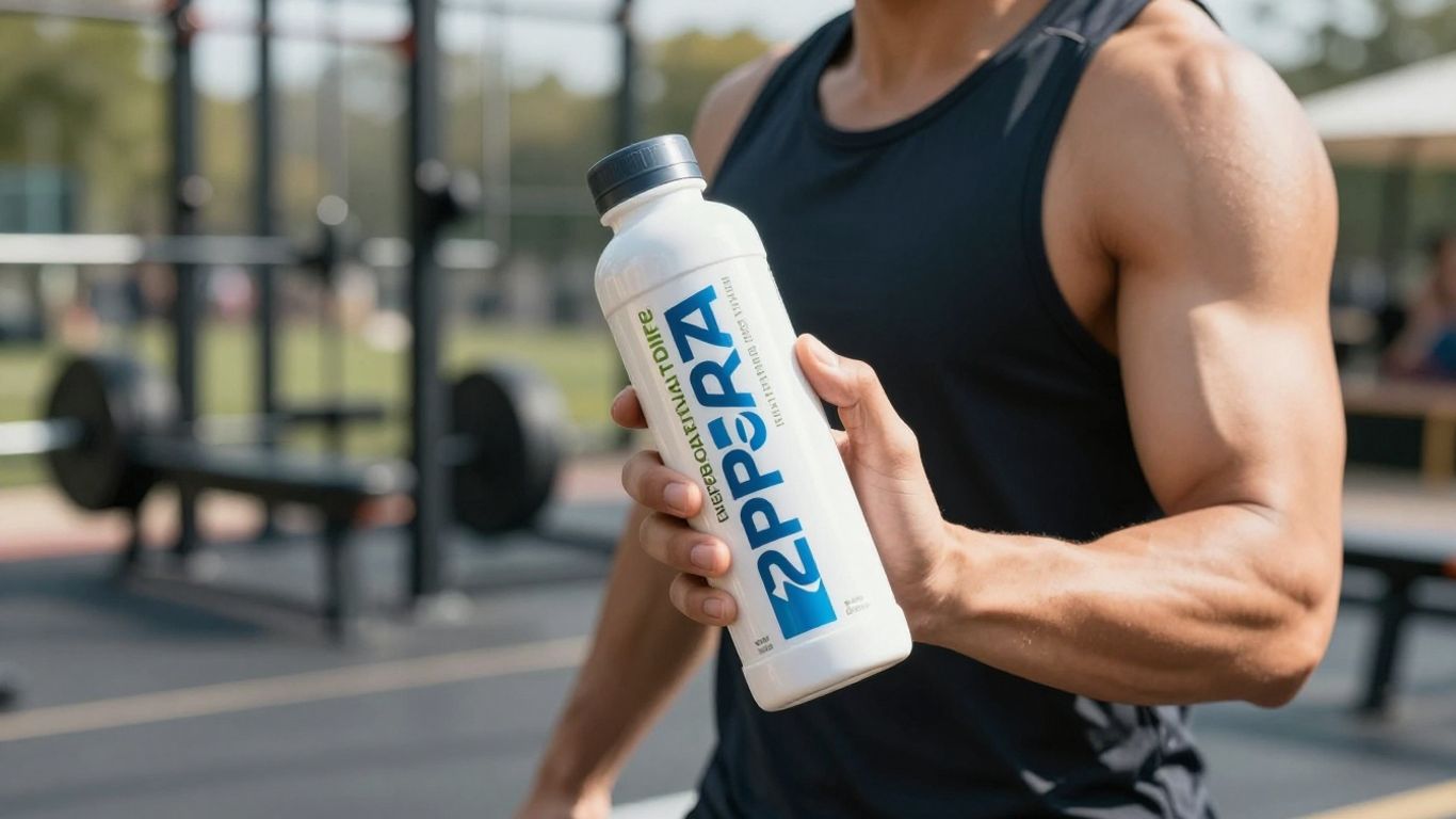 Athlete with Herbalife 24 Prepare bottle during workout.
