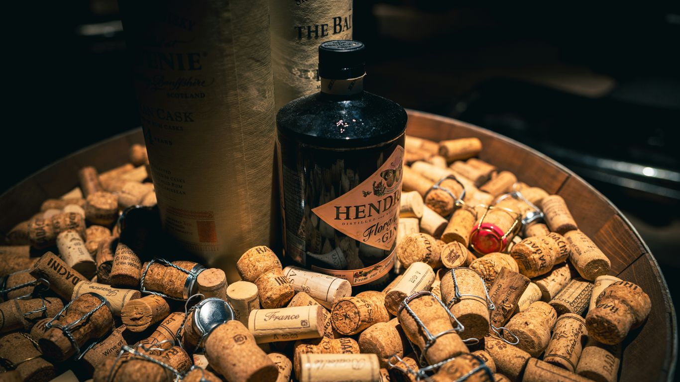 Detail of a massive liquor display