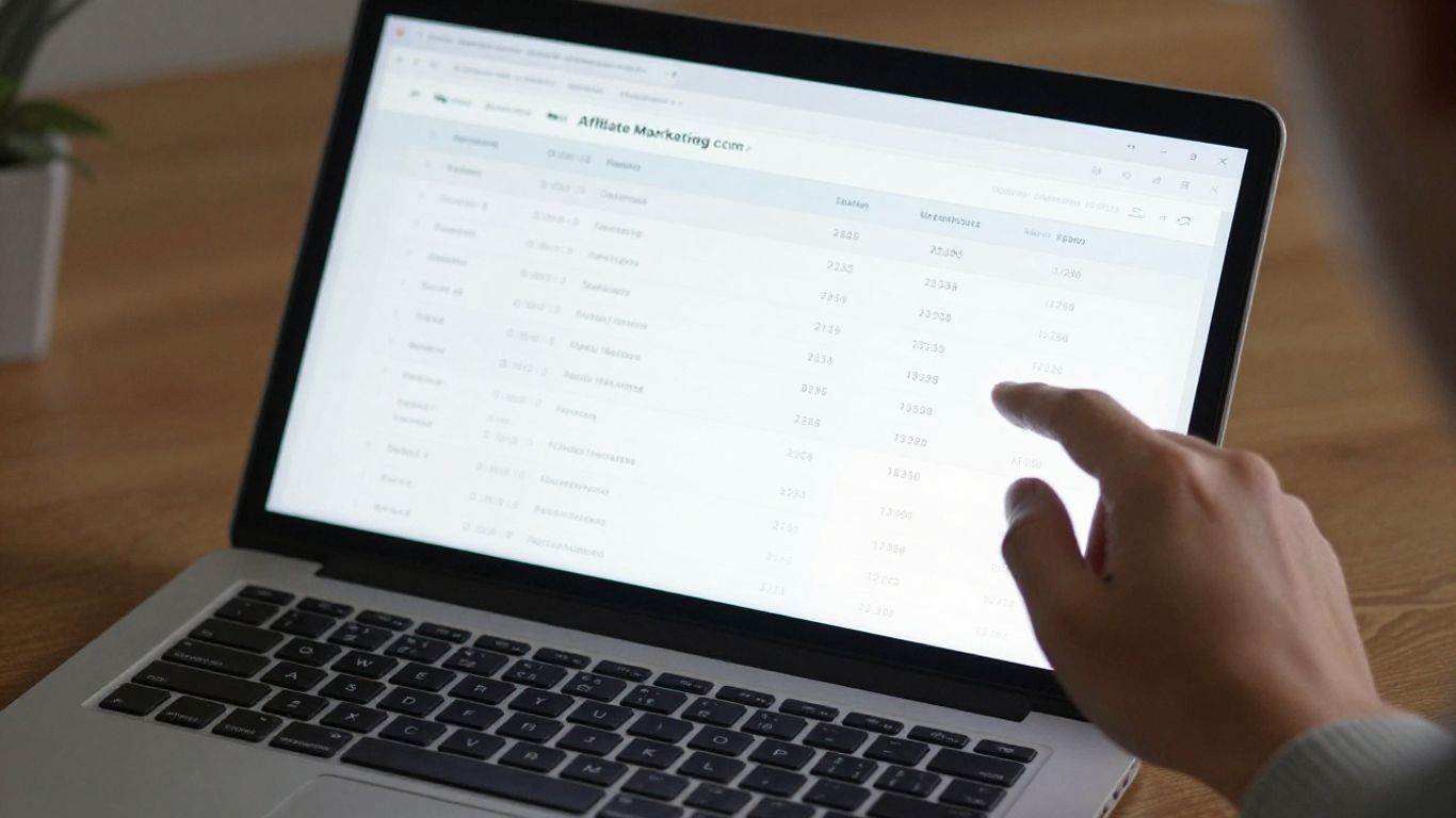 Affiliate marketing CRM comparison on a laptop screen.