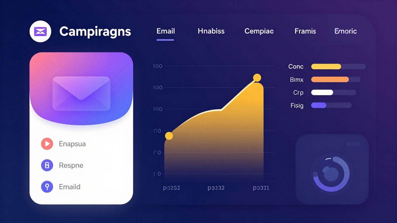 Email marketing dashboard with growth visuals