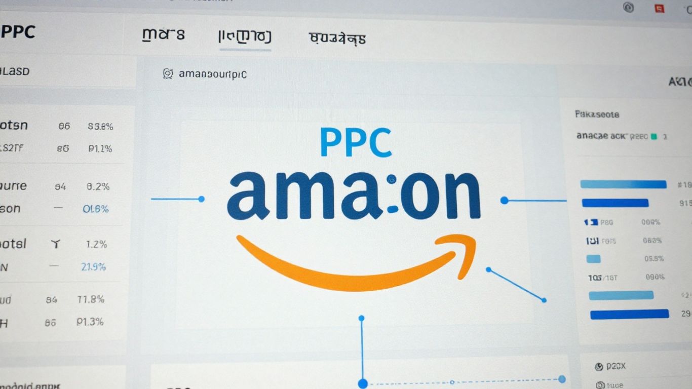 Amazon PPC dashboard with growth indicators.