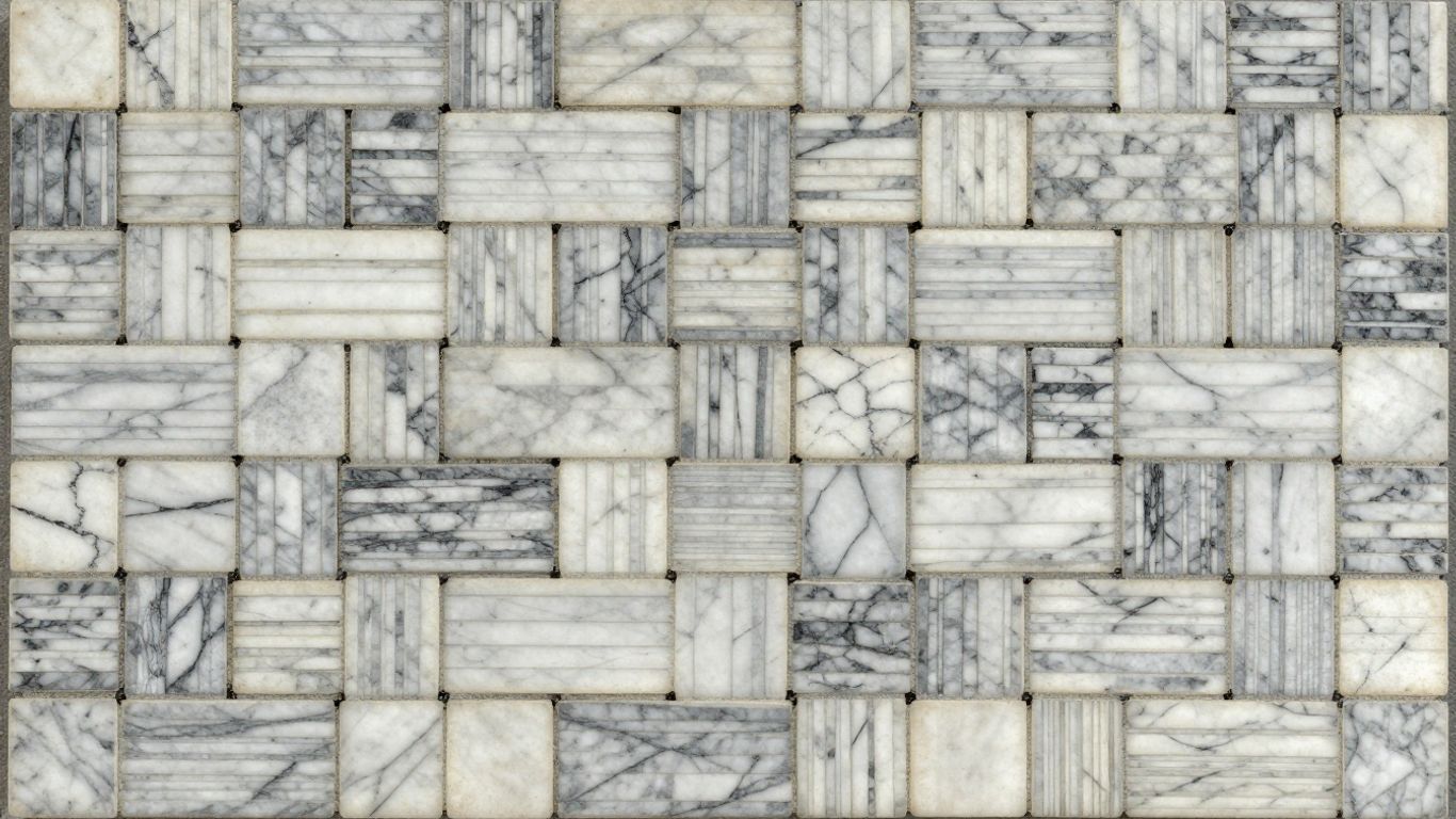 Classic basket weave marble mosaic tile pattern sketch.