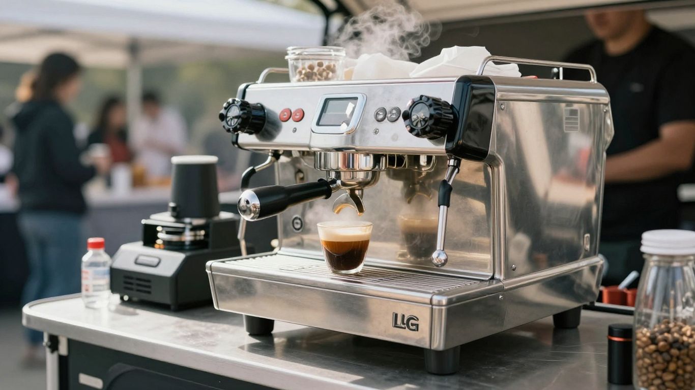 LPG coffee machine in a mobile catering van.