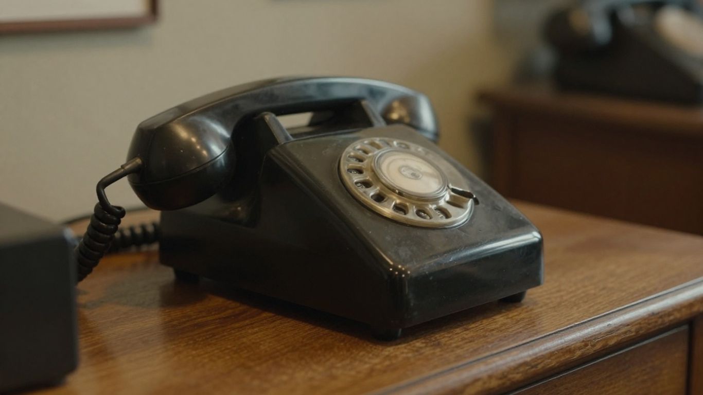Telephone receiver off the hook on a desk.