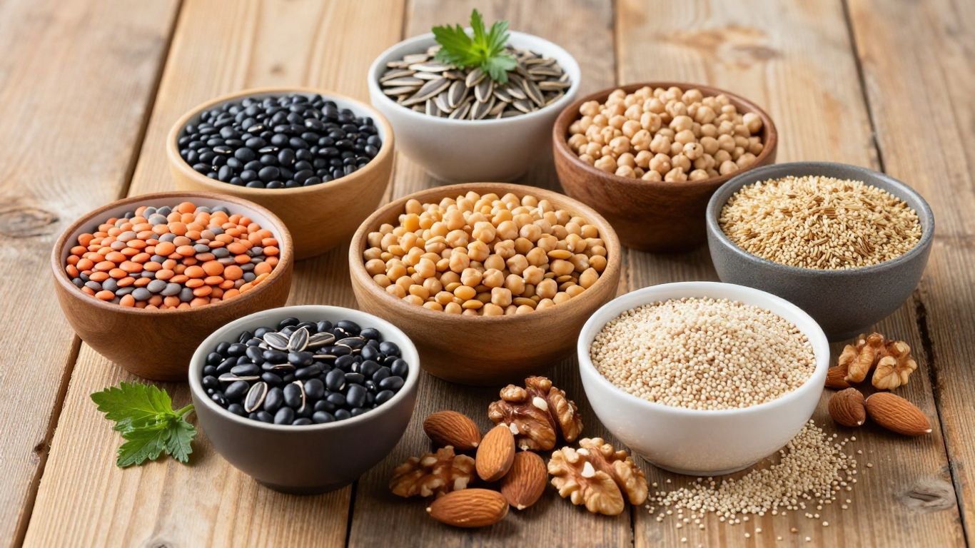 Assortment of soy-free vegetarian protein sources.