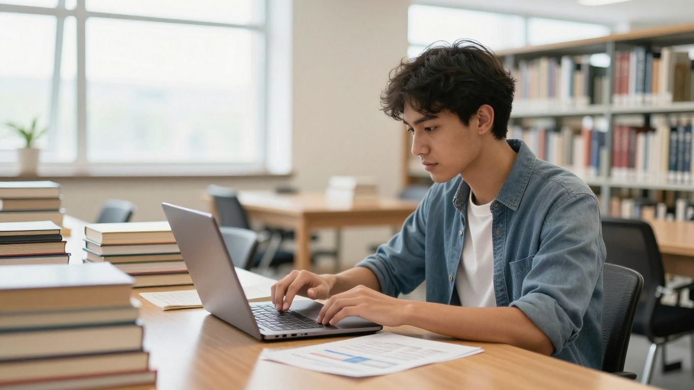 International student researching loan options
