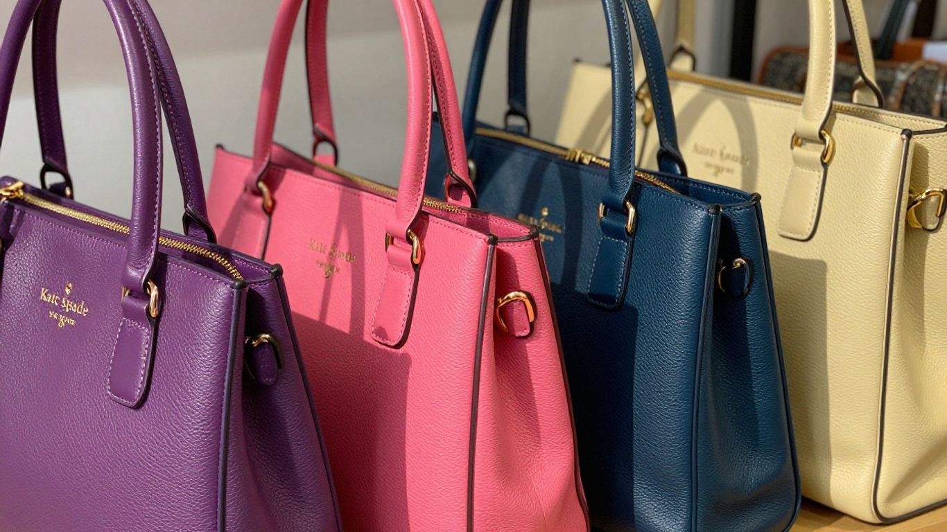 Collection of colorful Kate Spade shoulder bags.