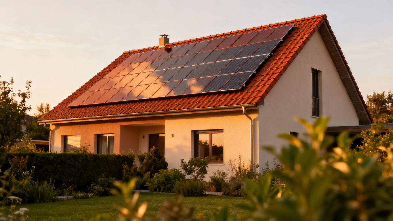Installation solaire sur une toiture de maison