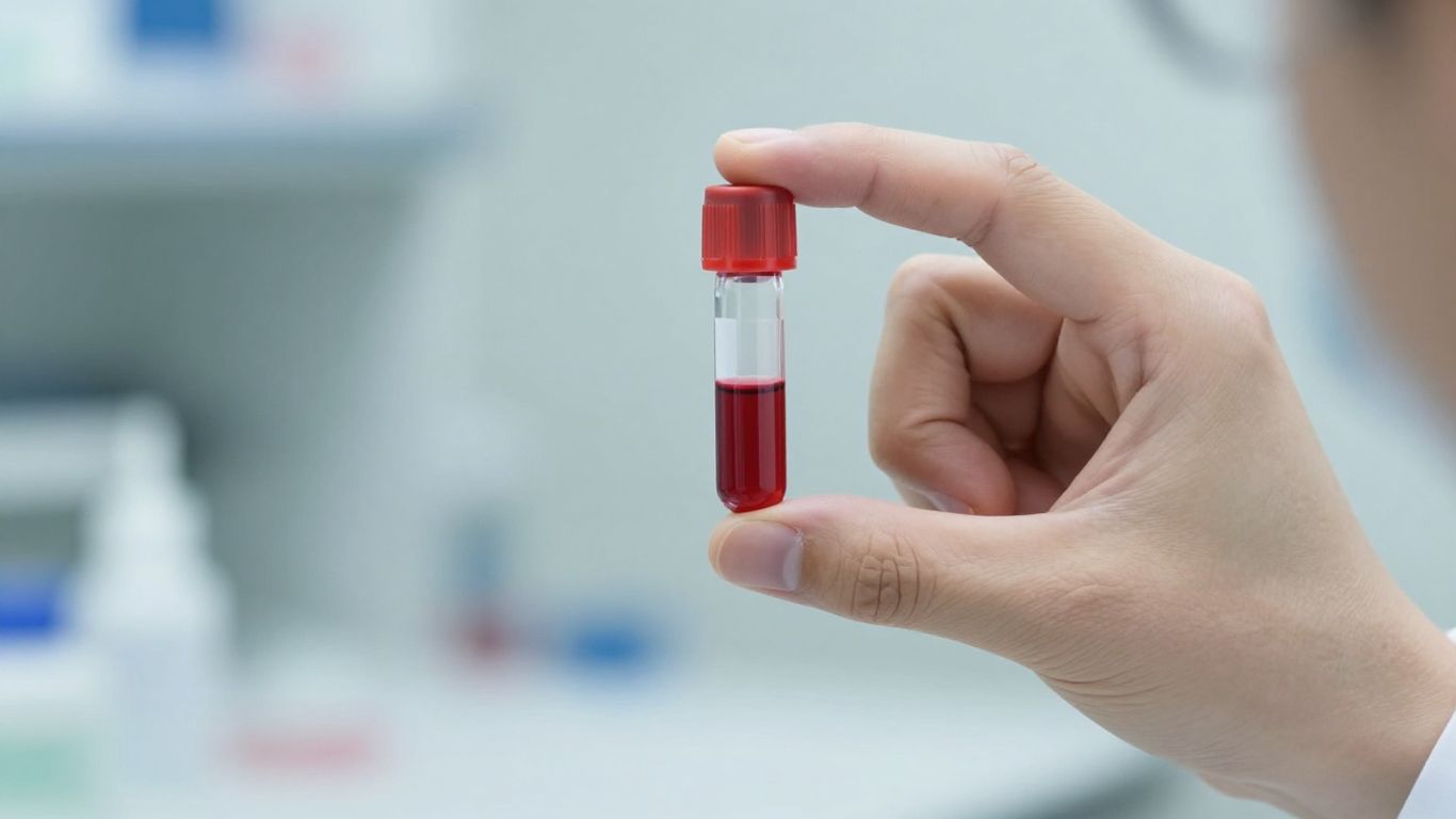 Medical professional holding a blood vial for CBC test.