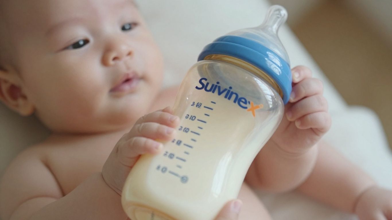 Bebé con mamadera Suavinex Zero Zero innovadora.