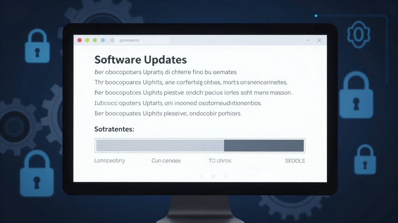 Automated software updates and security lock icon.