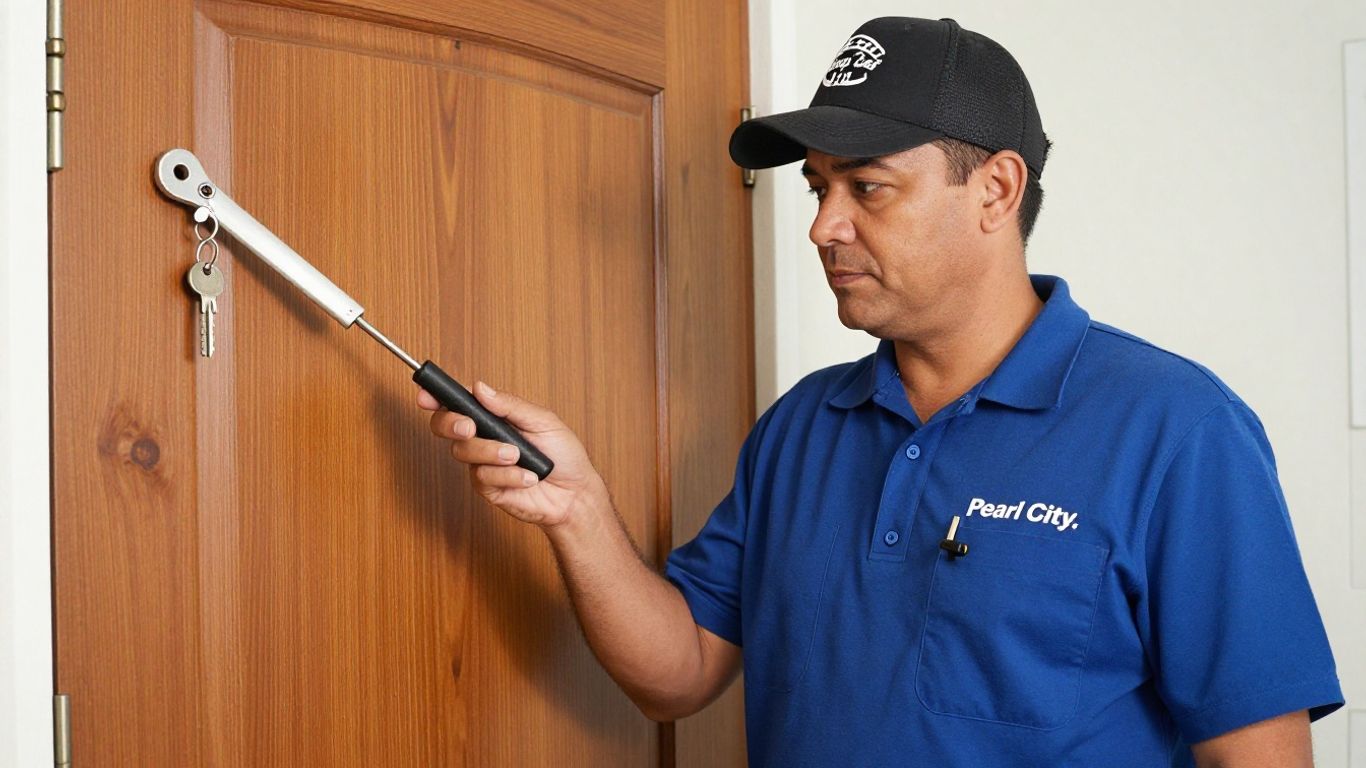 Locksmith in Pearl City with tools and a house key.