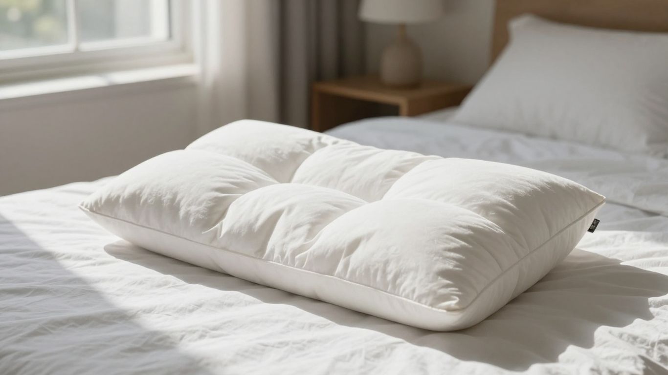 FluffCo Zen Pillow on a bed