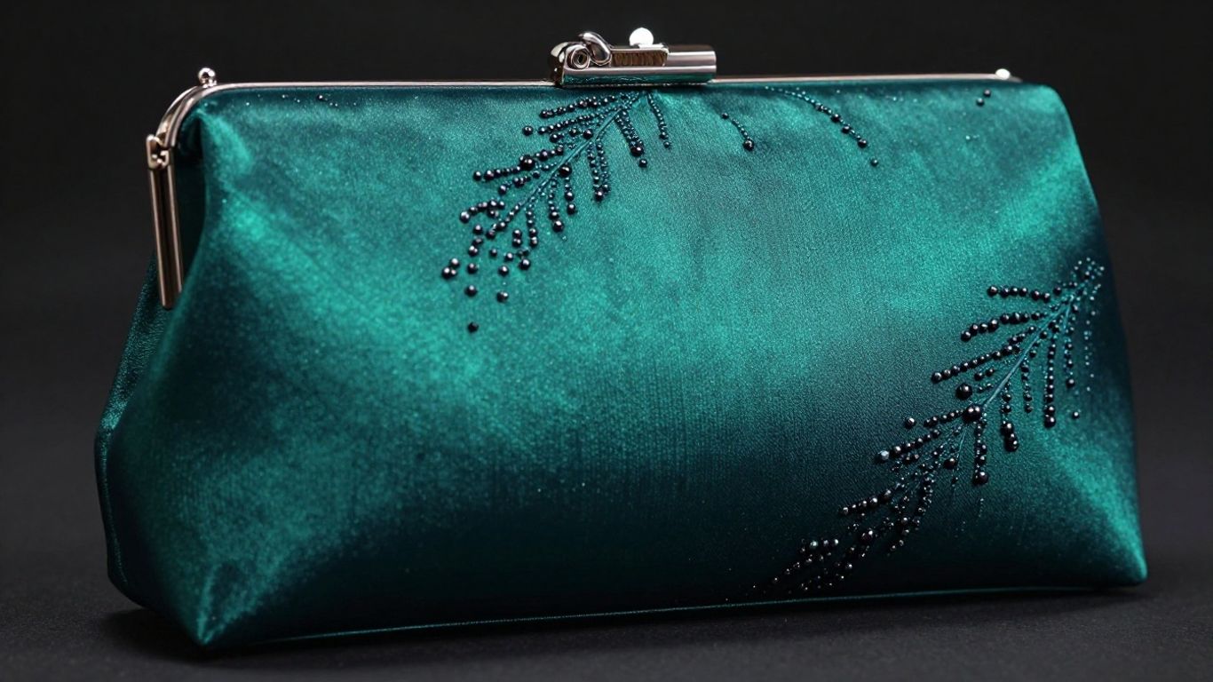 Elegante Abendtasche aus Satin mit Perlenbesatz