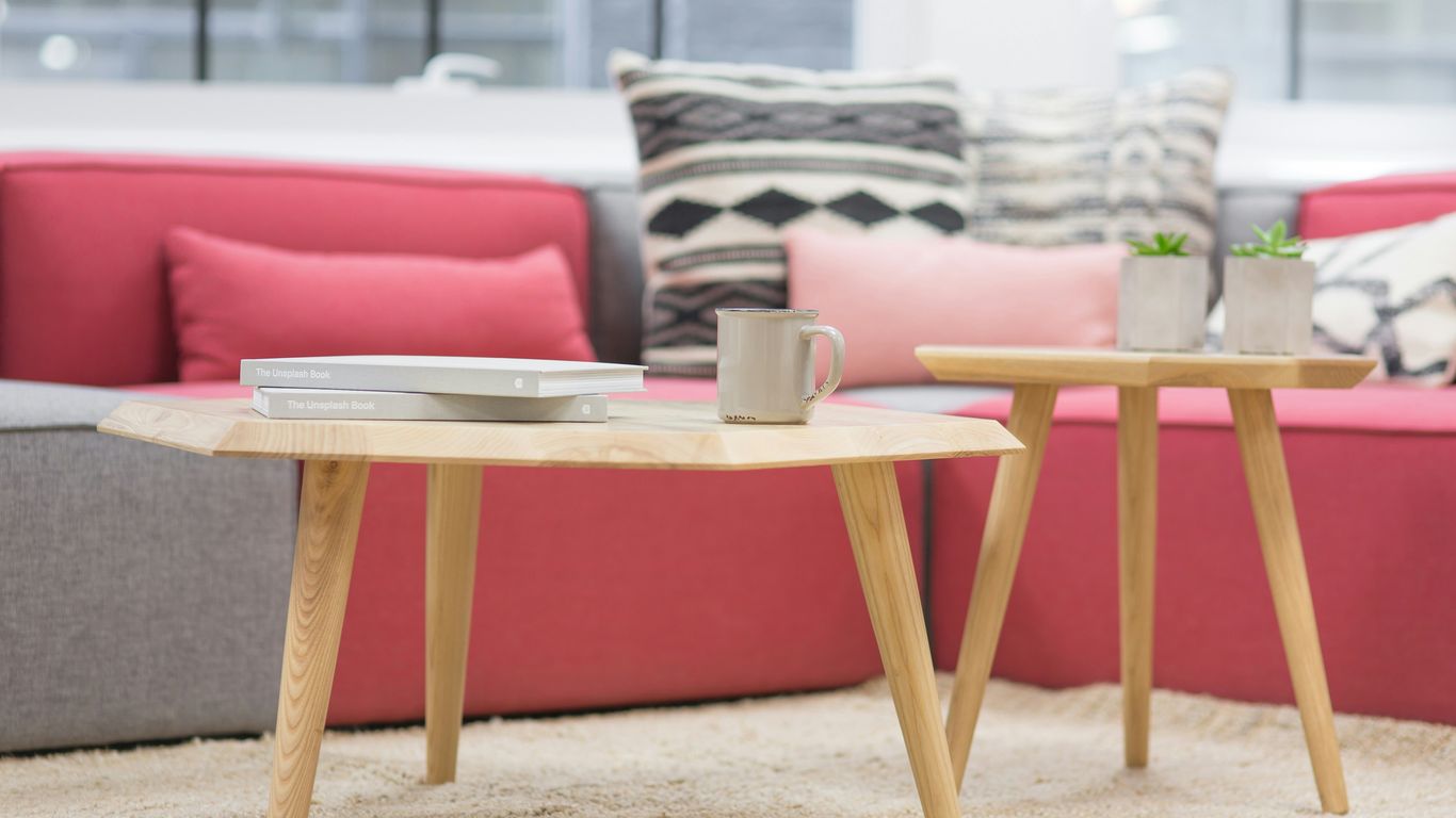 Low marble coffee table in lounge