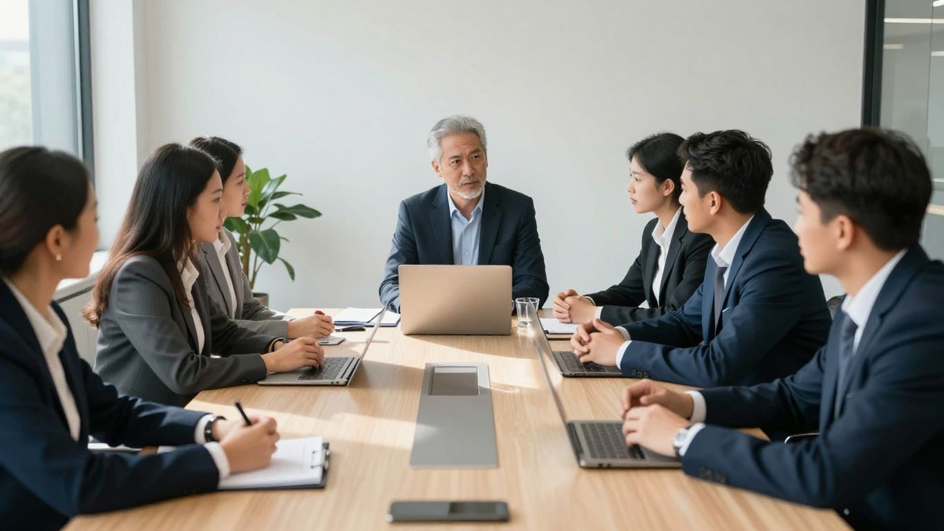 Executives collaborating in a modern office