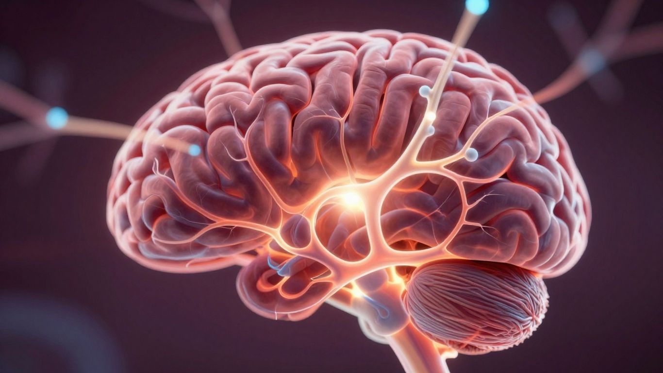 Brain with glowing neural pathways