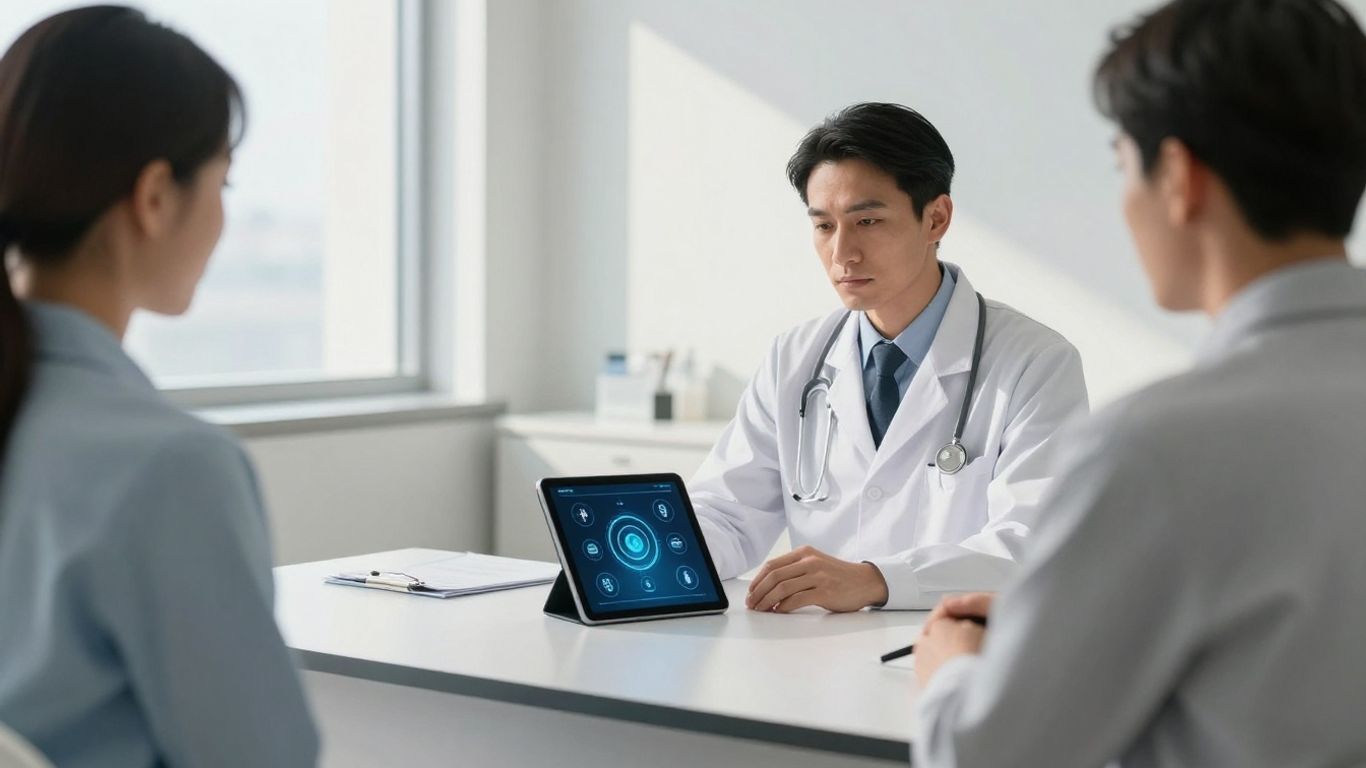 Clinic in Singapore with doctor and patient