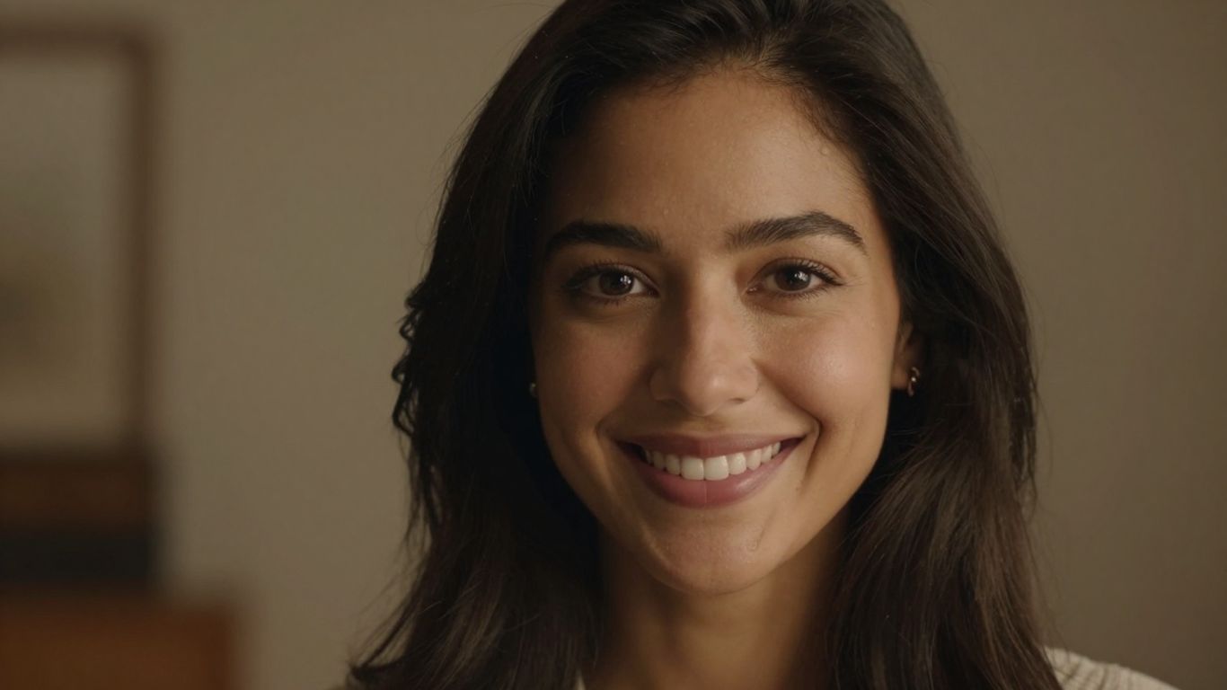 Attractive woman smiling, AI companion concept.