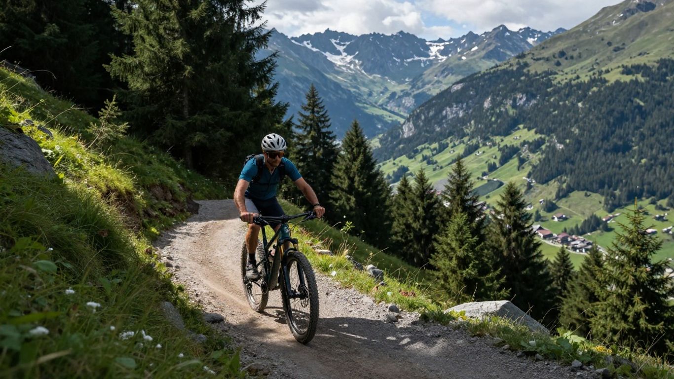 Mountainbiker auf dem Alps Epic Trail in der Schweiz