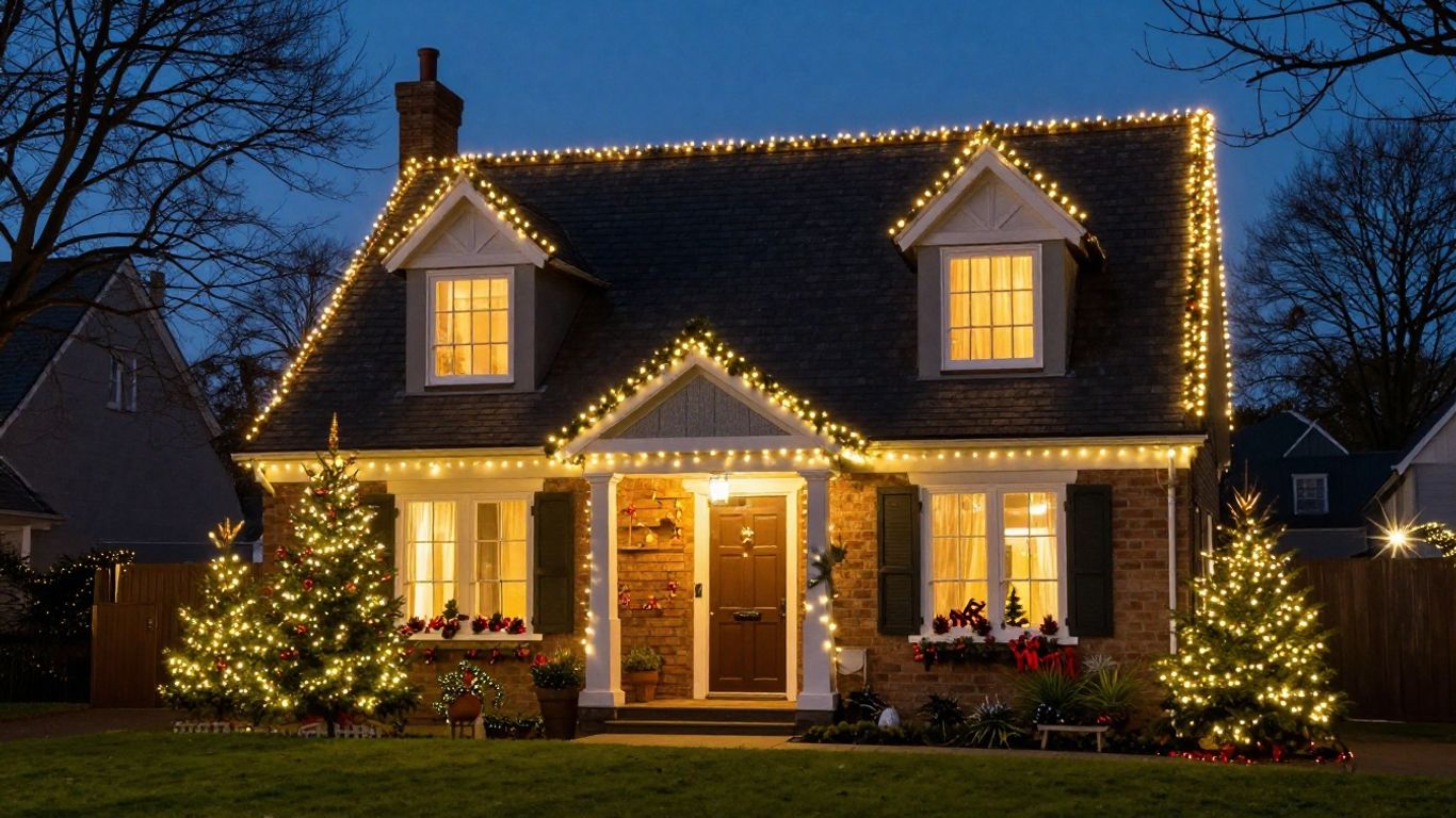 Swansea home with professional Christmas light installation.