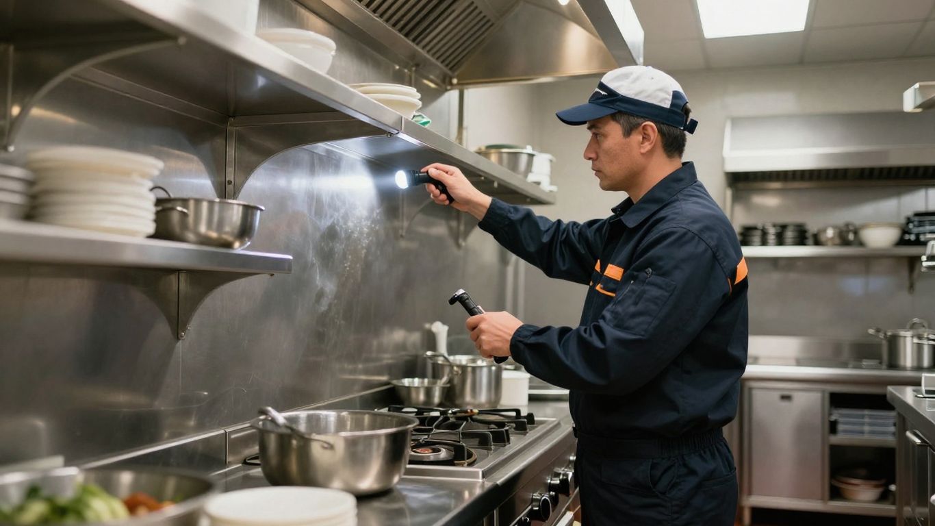 Restaurant kitchen pest control inspection