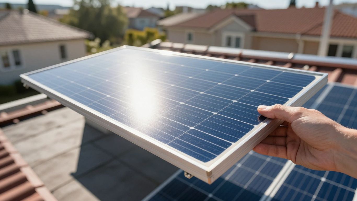 Main solaire avec une main tenant le panneau.