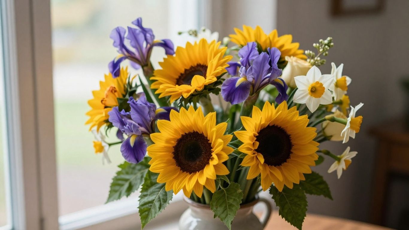 Bright celebratory bouquet in natural light
