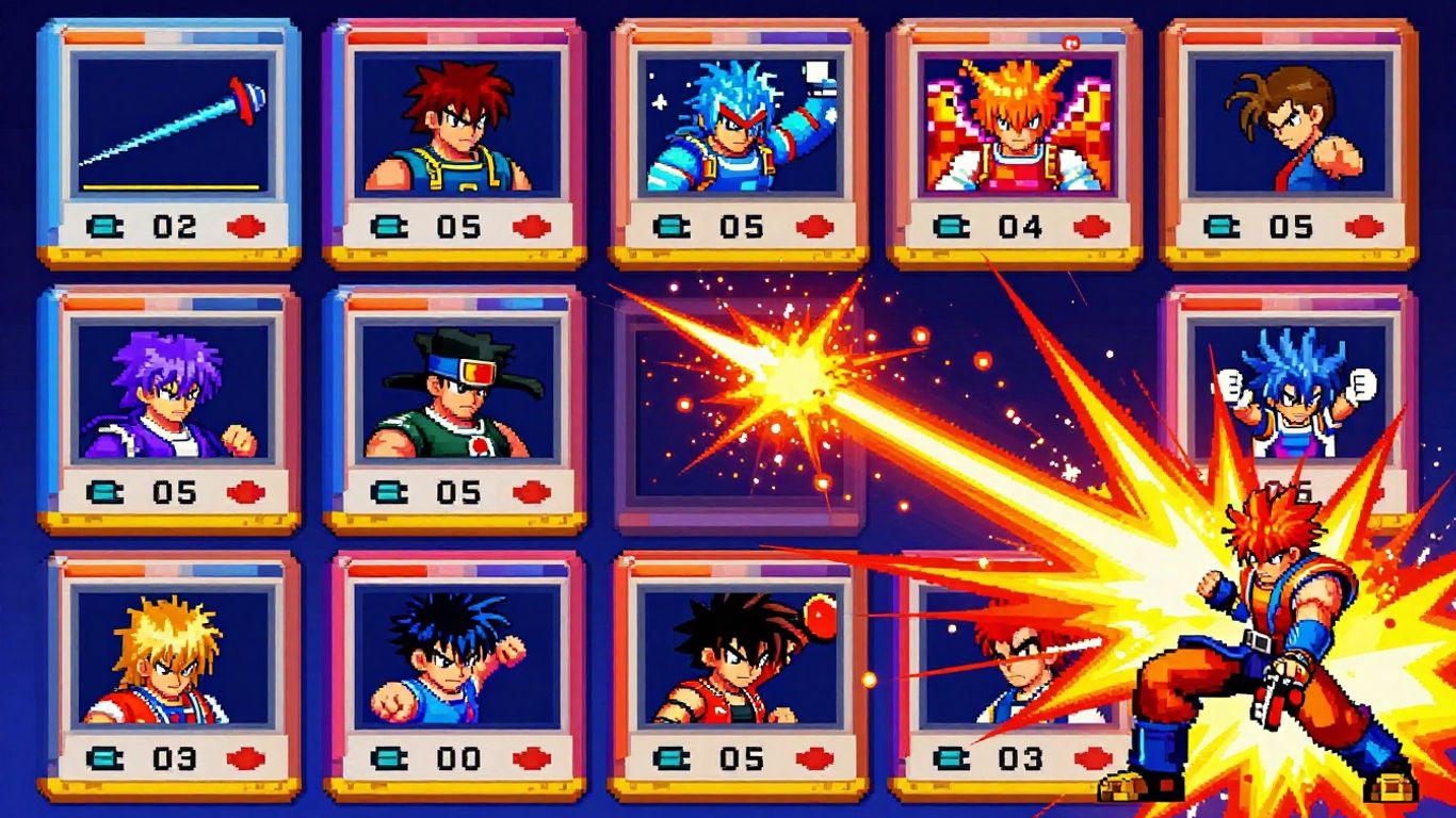 Evolution of fighting game graphics from pixels to 3D.