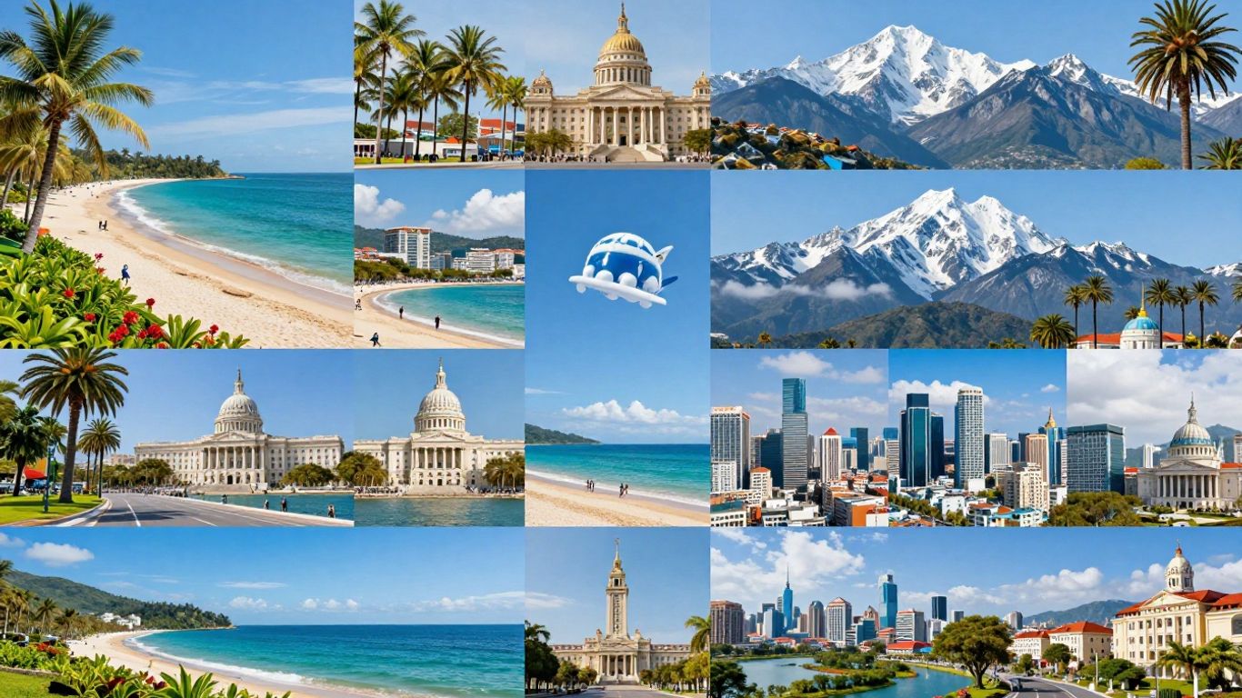 Collage of global landmarks and diverse travel destinations.