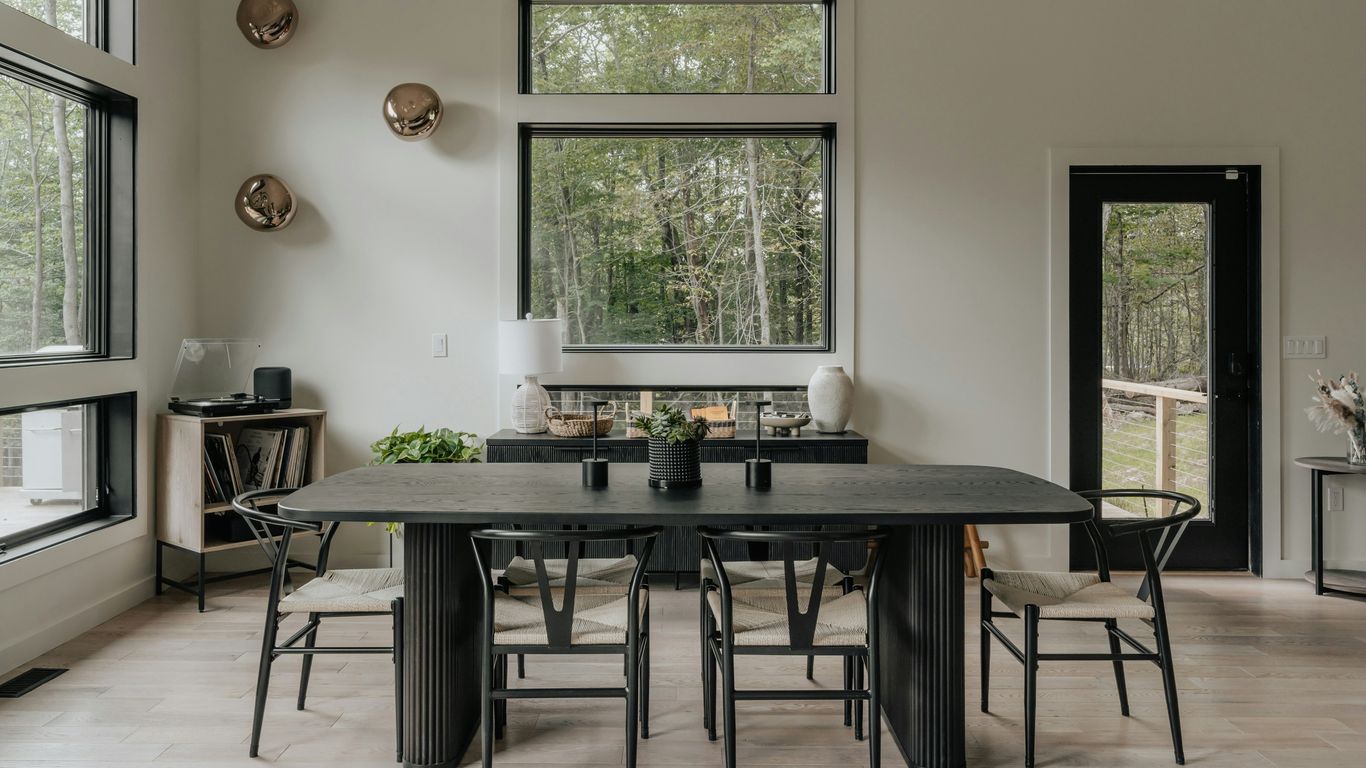 Stone dining table in modern interior