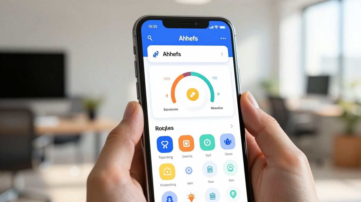 Ahrefs app on a smartphone screen.