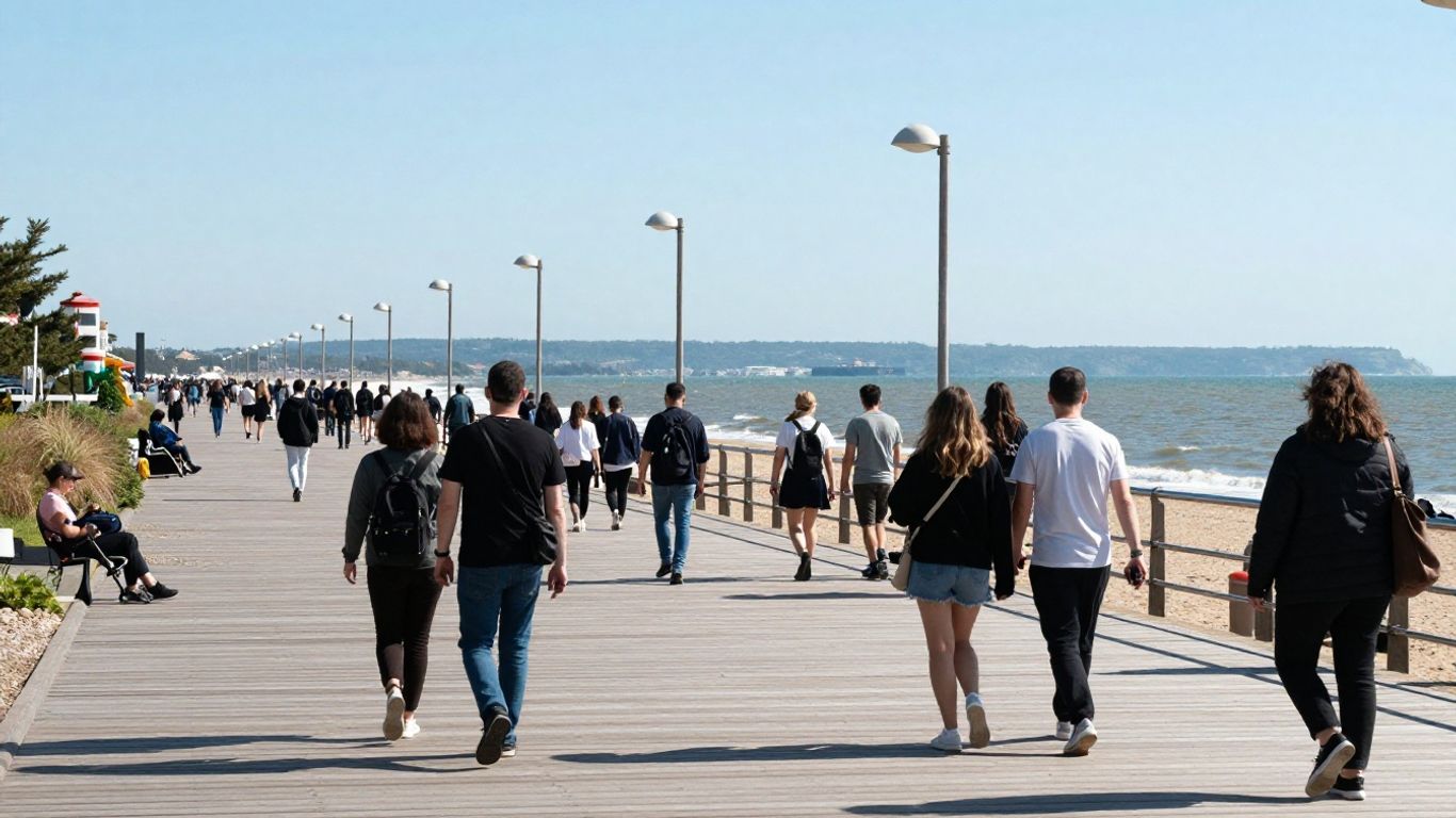 Beach crowds during a holiday weekend