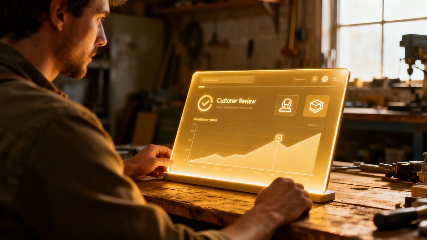A professional examining a clean display dashboard