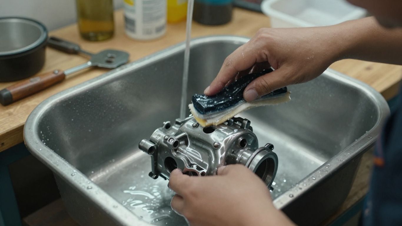 Cleaning vintage car parts for restoration project