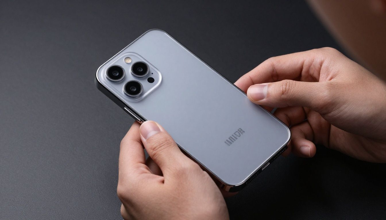 A person carefully fitting a sleek, minimalist clear case onto their new Galaxy S26 smartphone.