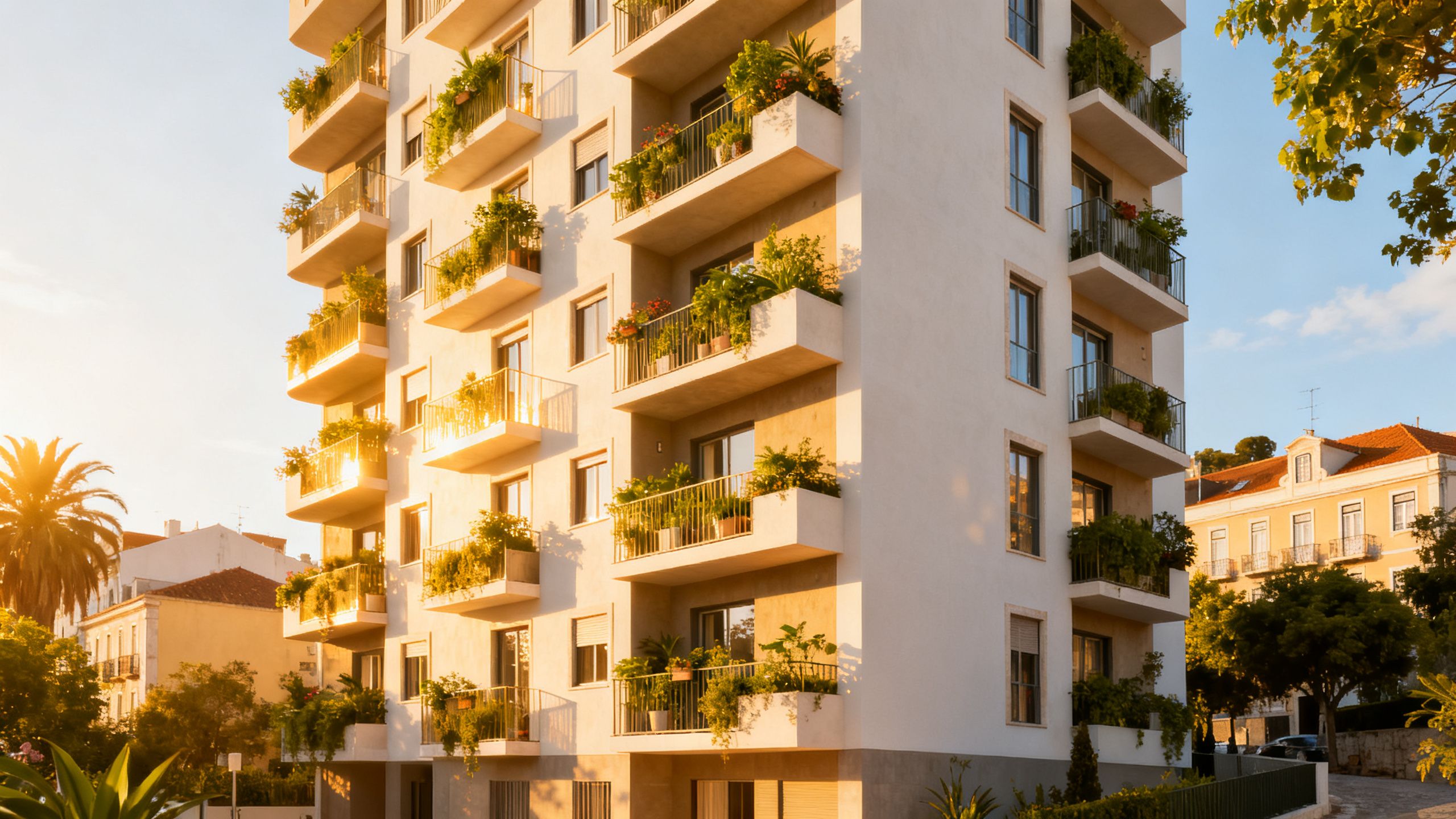 Modern Portuguese apartment building symbolizing housing opportunities.