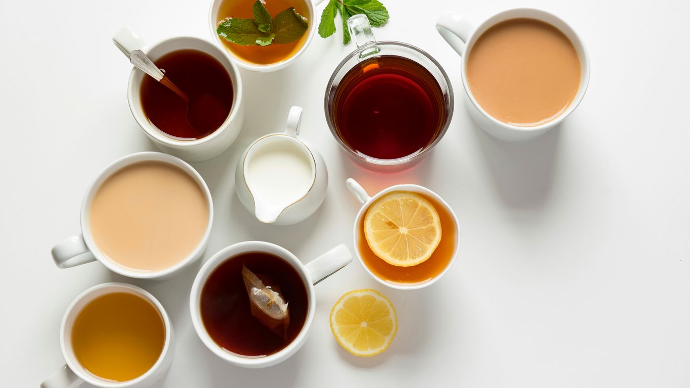 Various ingredients laid out for making tea