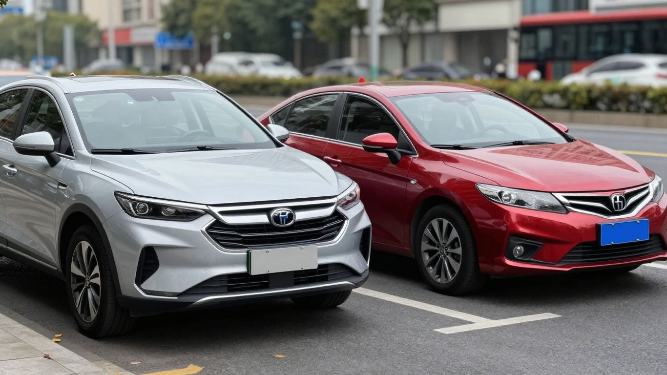 Diesel- und Benziner-Autos auf einer Straße