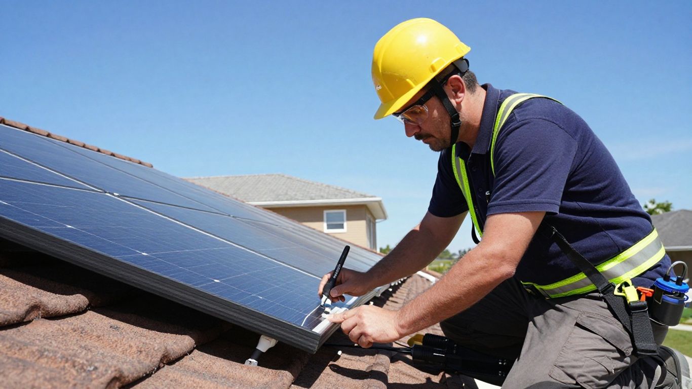 Certified solar panel installation on roof