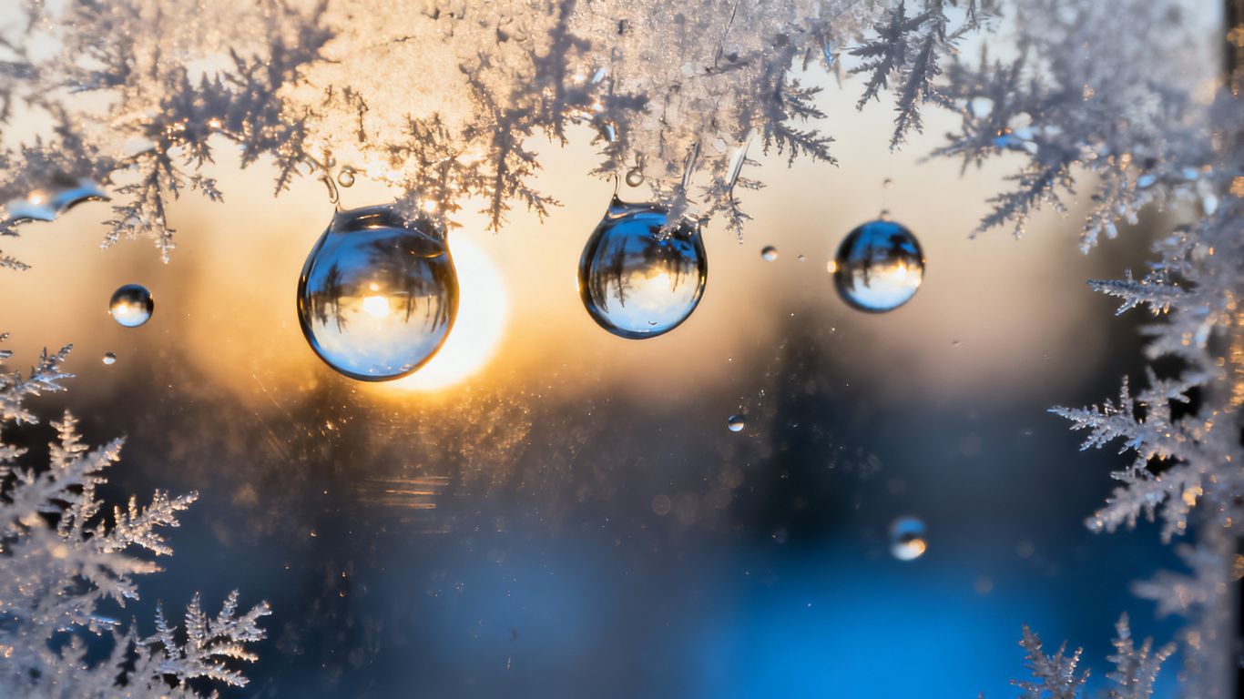 Condensation forming on cool glass panes