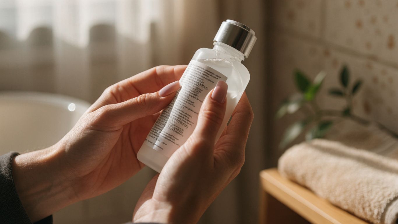 A person examining a lubricant label in a calm, private setting