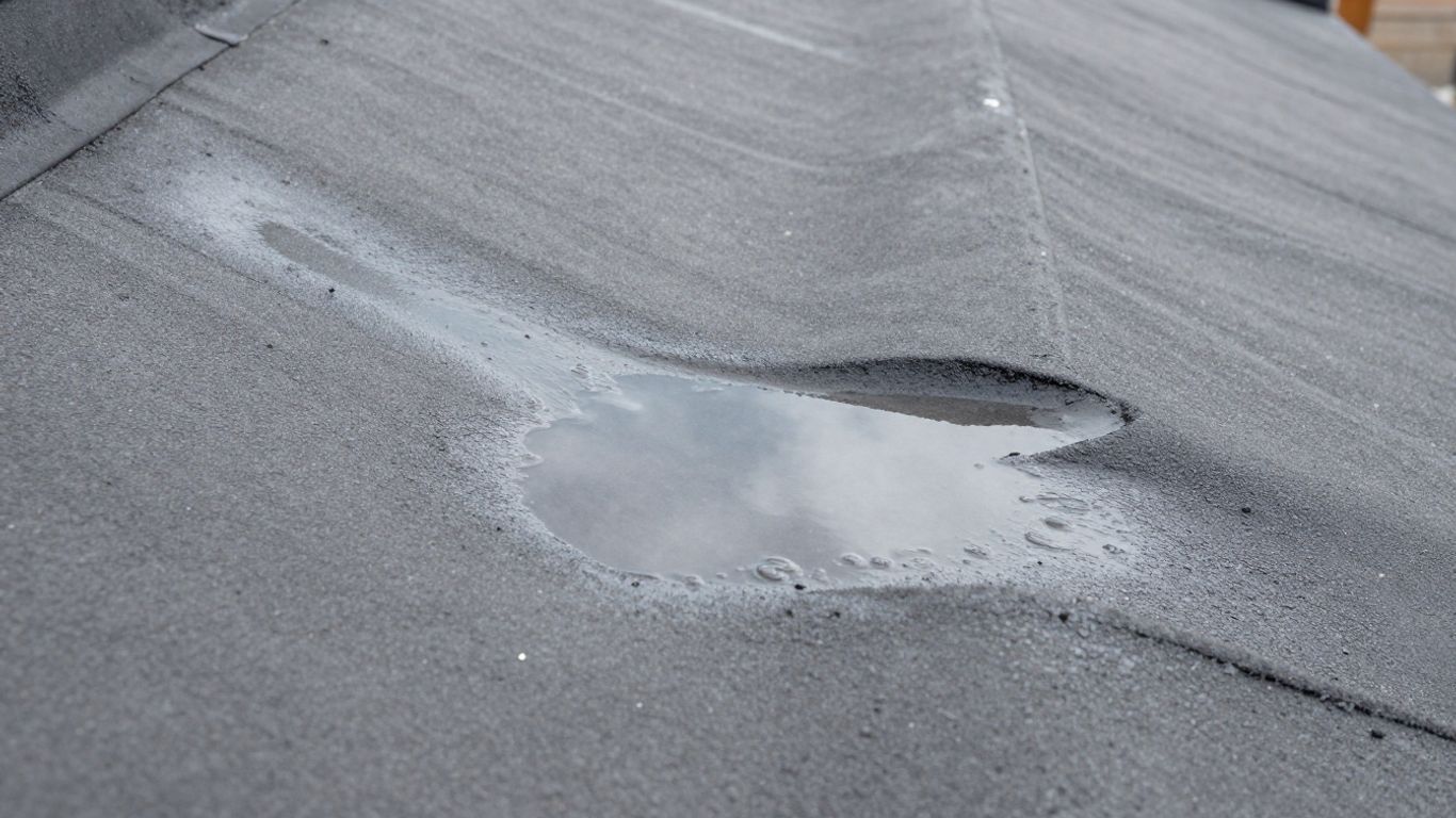 Flat roof with pooled water