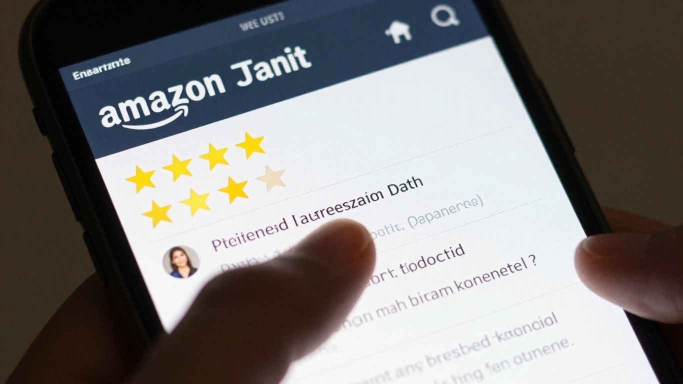 Amazon product page with reviews and star ratings.