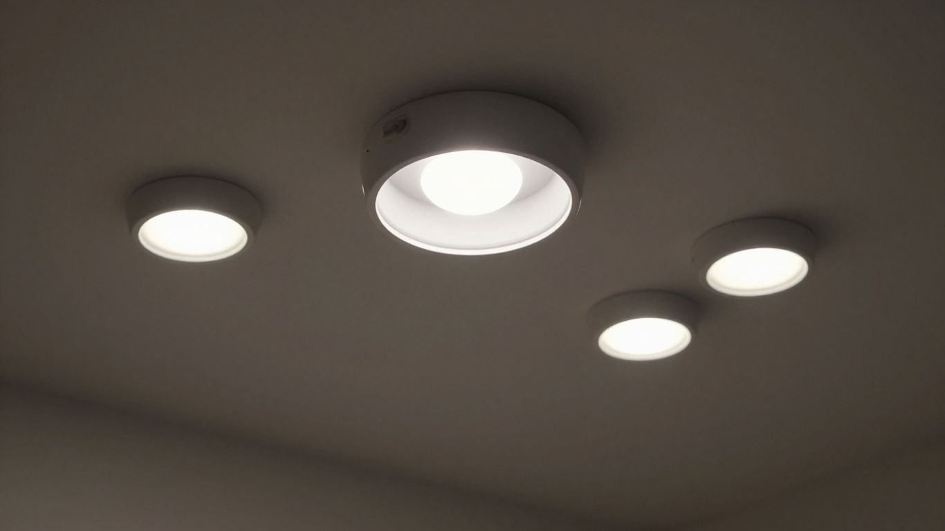 Flickering LED light bulb in a home ceiling.