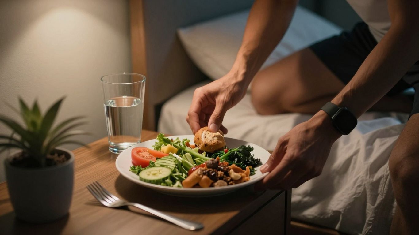 Runner's pre-race meal and hydration setup.