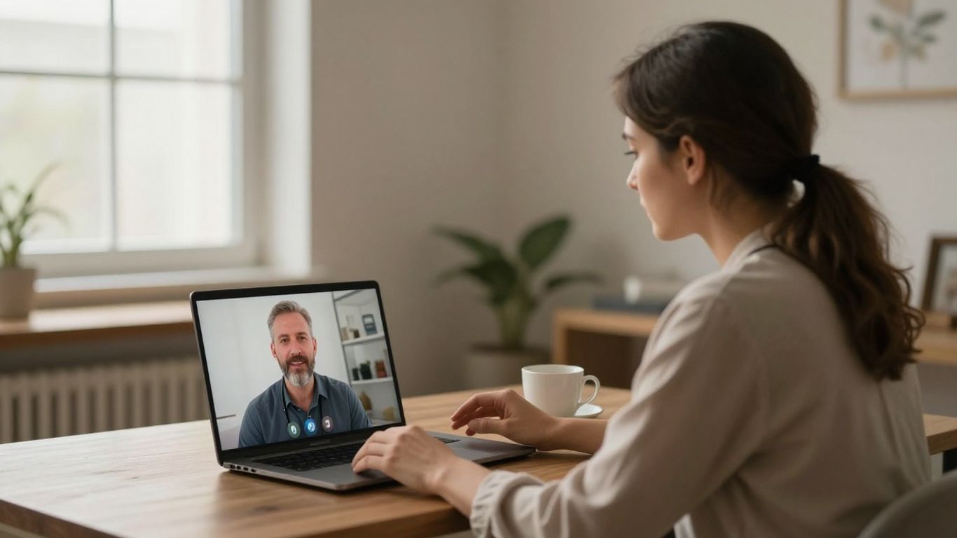Therapist conducting a private telehealth session