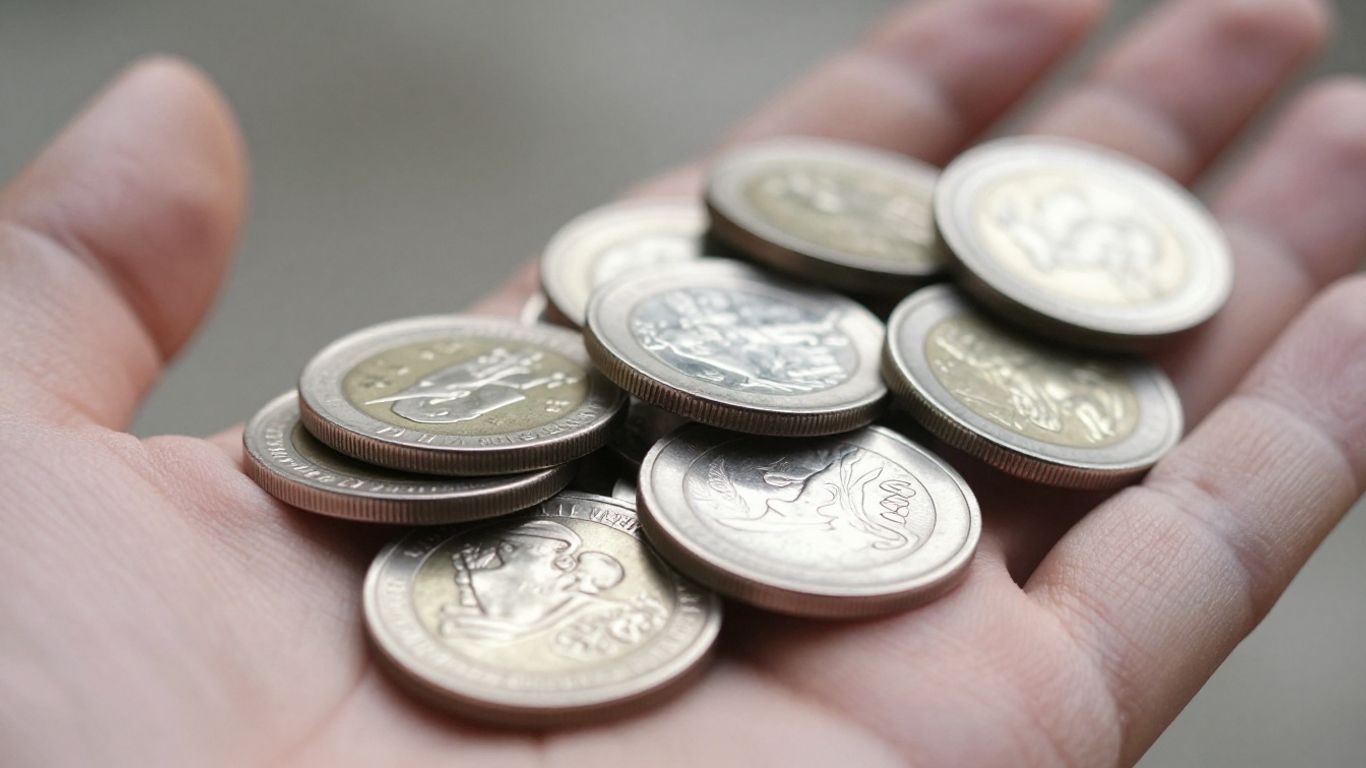 Main d'une personne tenant des pièces d'argent