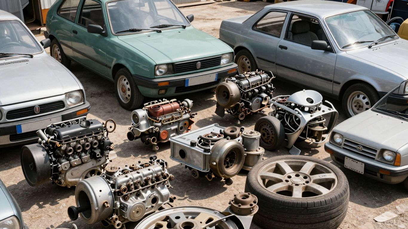 Fiat car parts in a Perth wrecking yard.